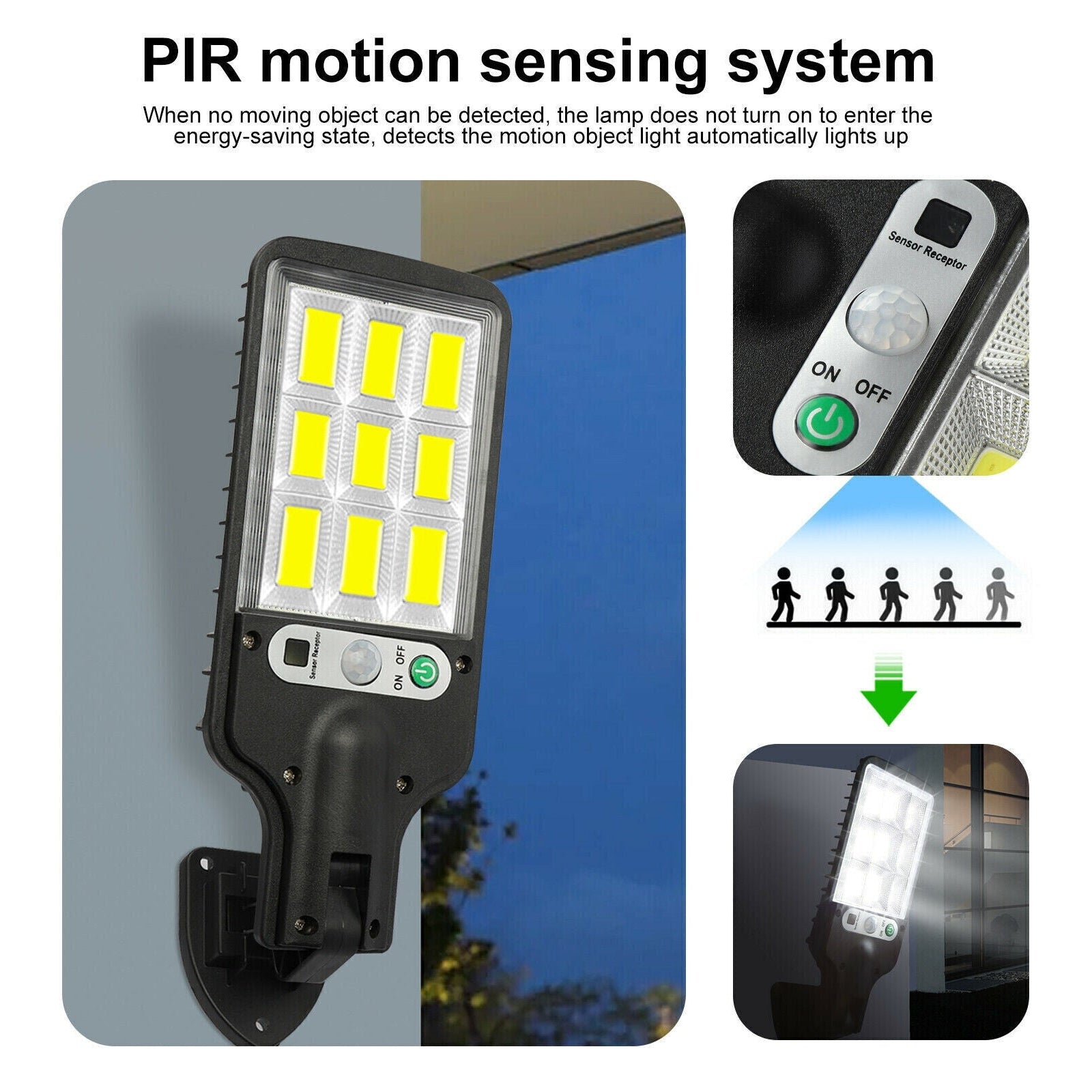 6000W LED Solar Street Wall Light PIR Motion Sensor Security Outdoor Garden Lamp