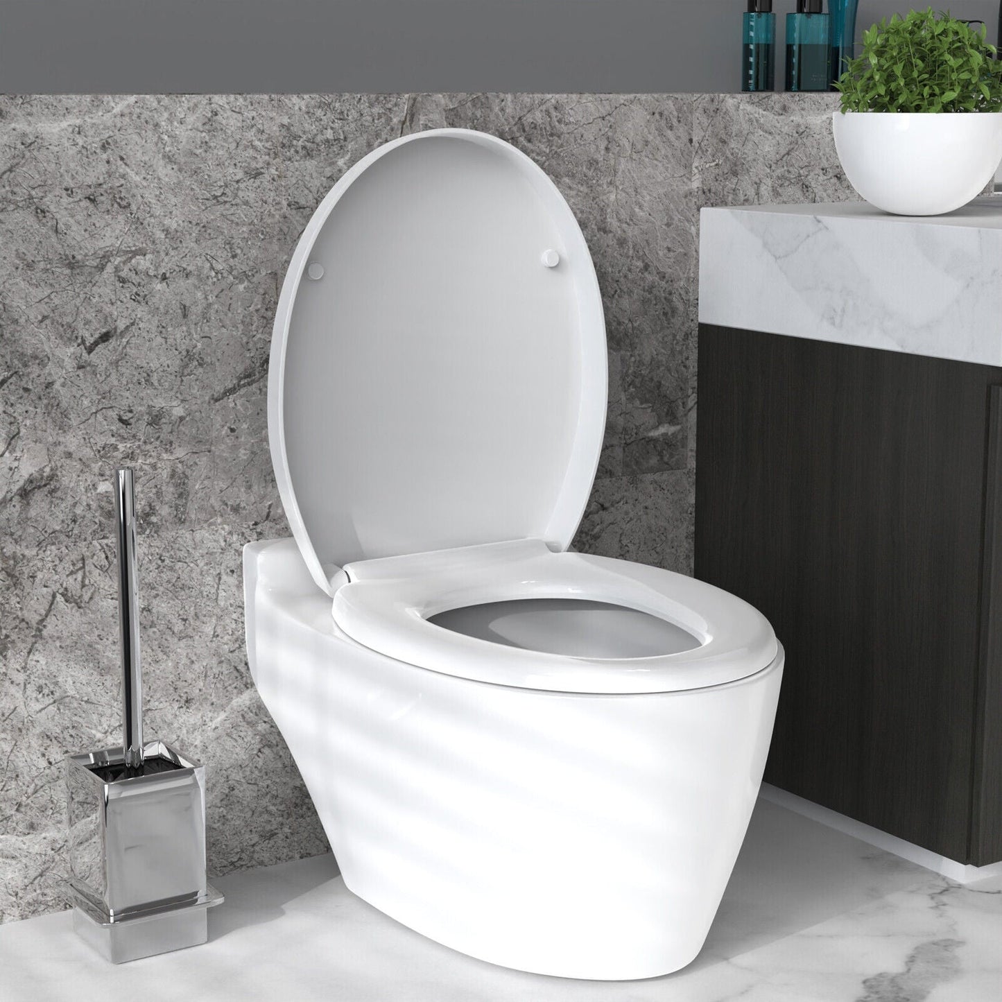 NEW LUXURY BATHROOM SLOW SOFT CLOSE WHITE TOILET SEAT SEATS WC HEAVY DUTY