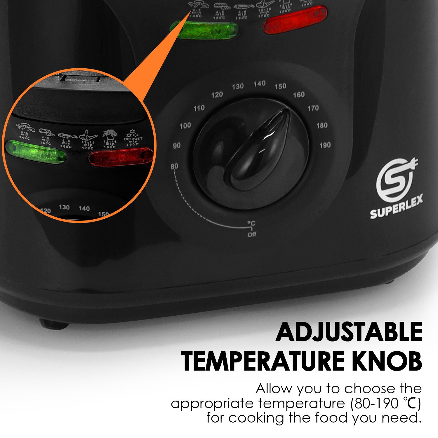 SUPERLEX 2L Deep Fat Fryer Electric Non-Stick Chip Pan & Basket Oil Fry 1300W
