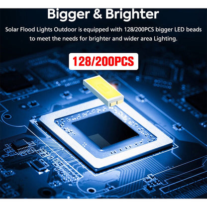300W 200 LED Solar Light Flood Security Wall Yard Street Outdoor Garden Lamp