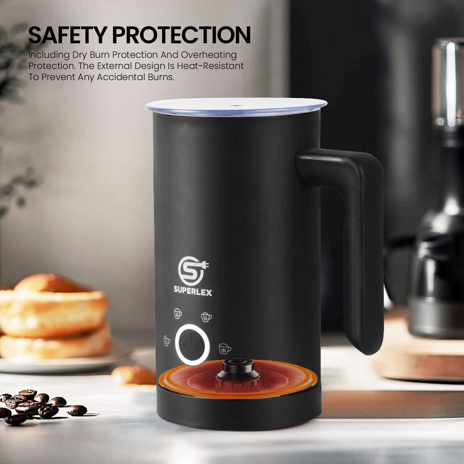 SUPERLEX Electric Milk Steamer Foaming & Coffee, Latte, Cappuccino,Hot Chocolate