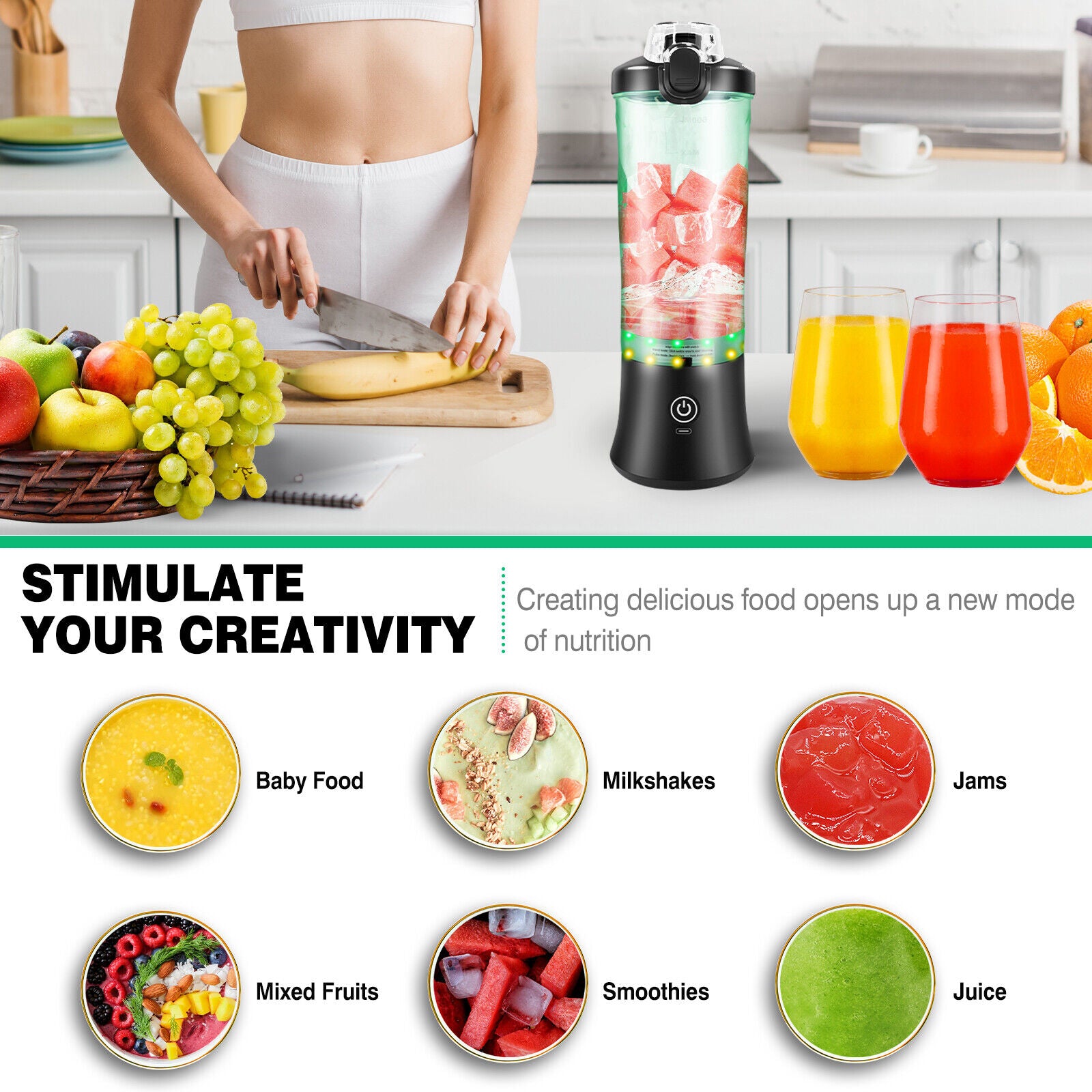Portable Blender Smoothie Maker 6000ML Rechargeable Fruit Mixer Mini Juicer NEW