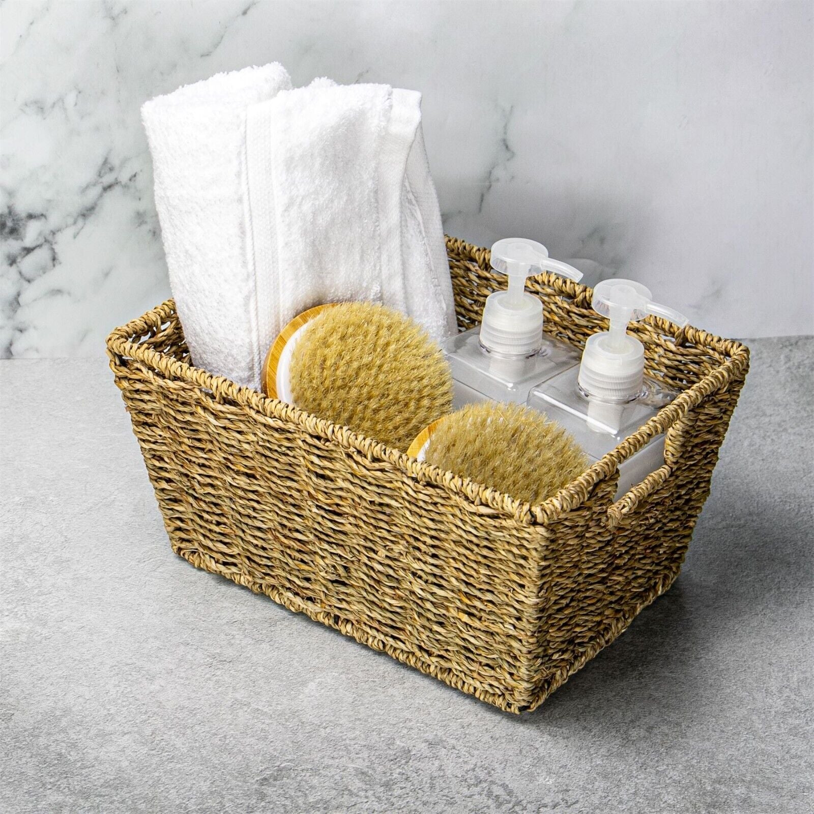 Natural Seagrass Storage Basket - Set of 4 Eco-Friendly Woven Basket | M&W