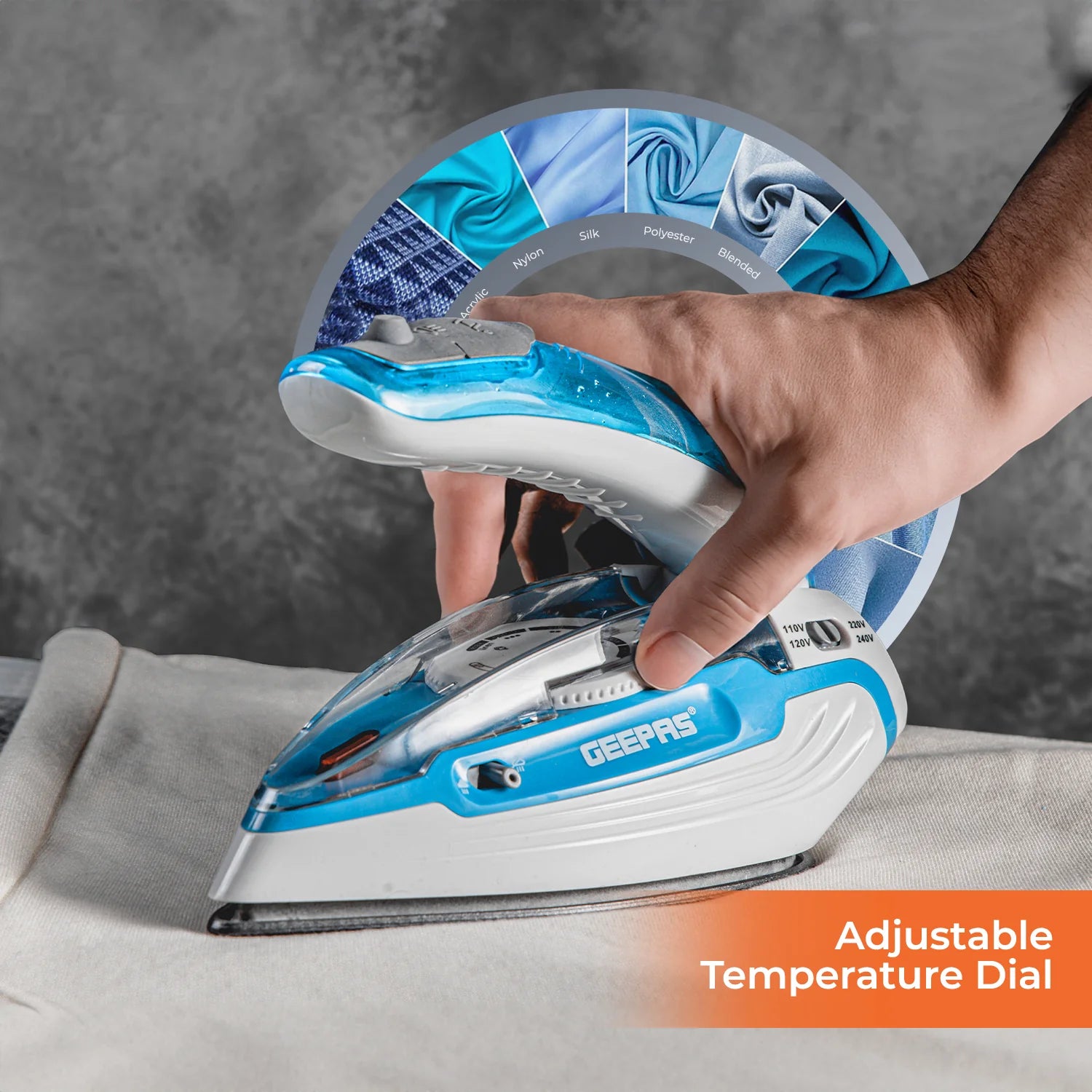 2-In-1 Portable Wet and Dry Travel Iron with Foldable Handle