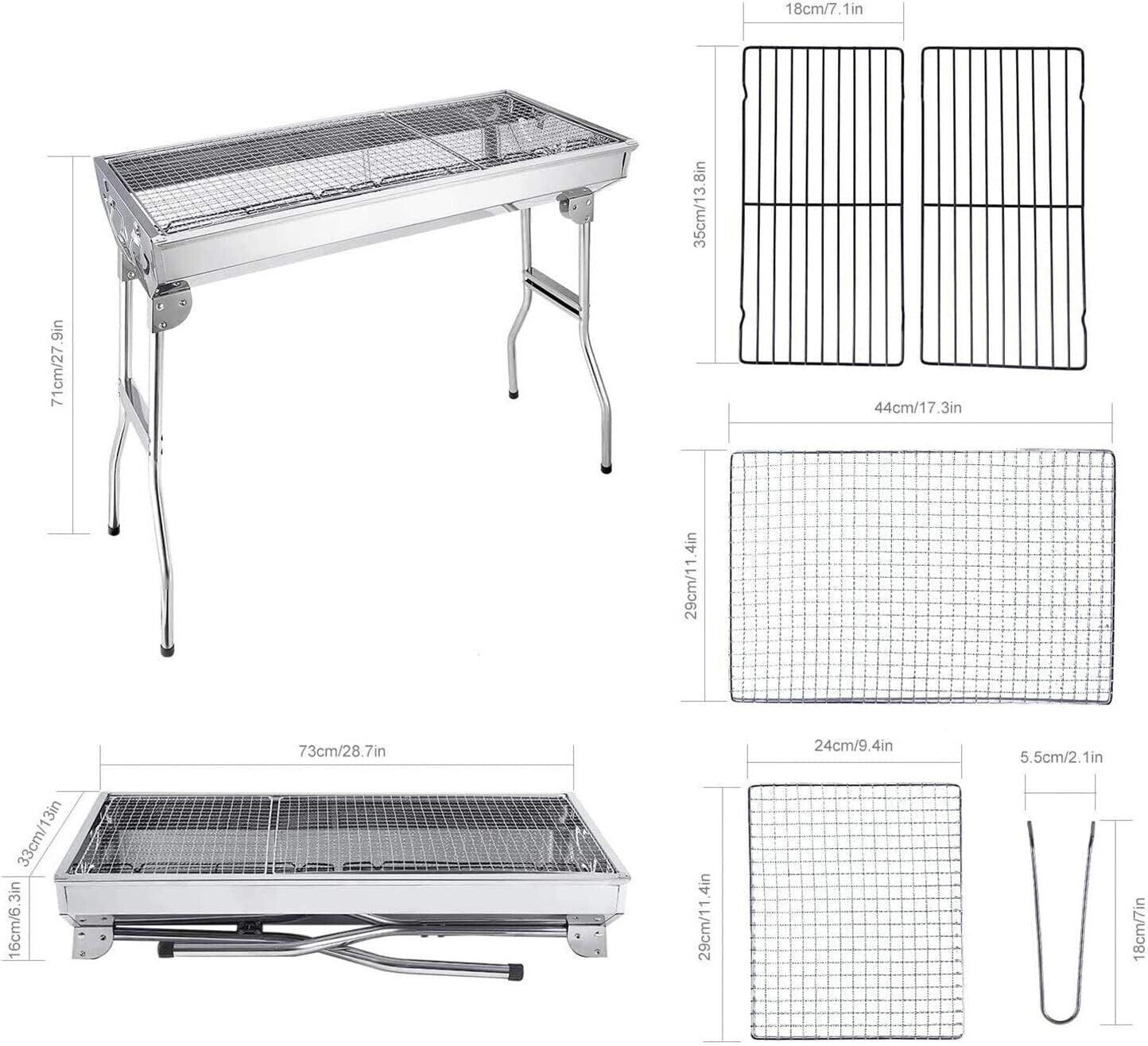 Folding BBQ Charcoal Barbecue Grill Steel Stainless Garden Picnic Camping Stove