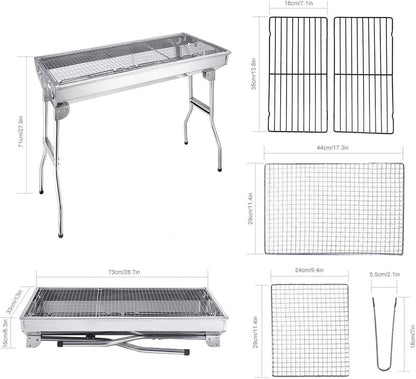 Folding BBQ Charcoal Barbecue Grill Steel Stainless Garden Picnic Camping Stove