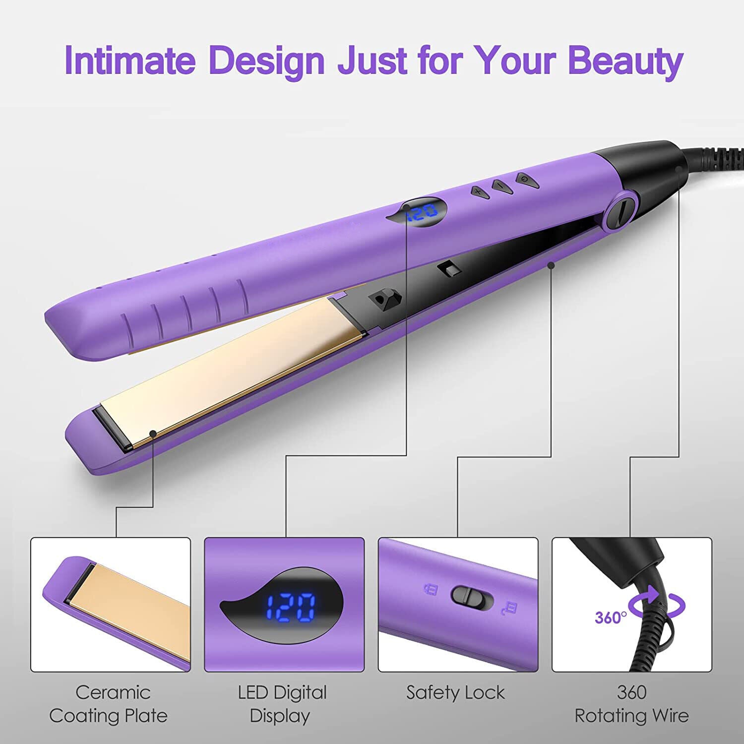2In1 Hair Straightener Ceramic Plate Curler Salon Fast Hair Style Temperature P