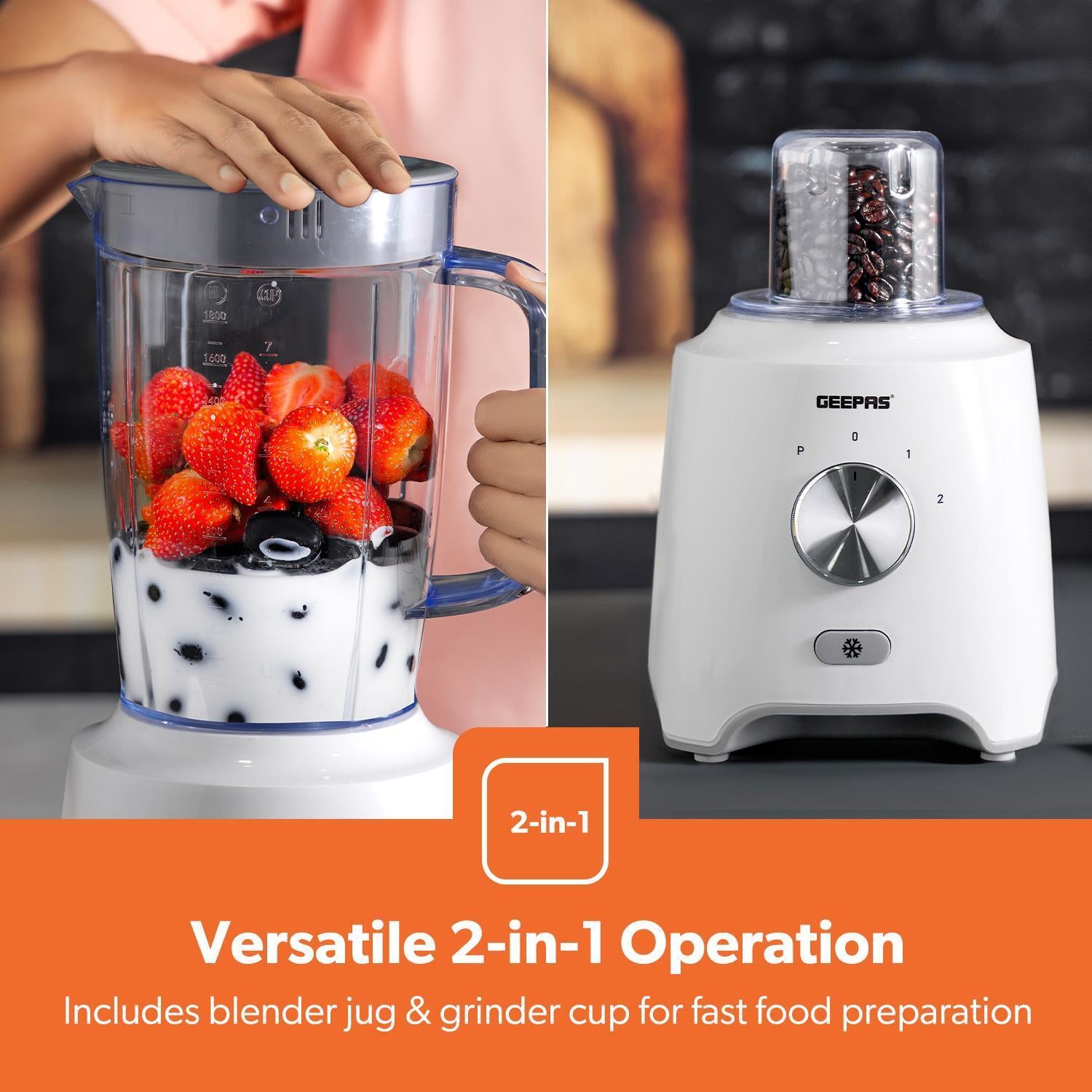 GEEPAS Blender Smoothie Maker Ice Crusher Mixer Blenders Juicer Vegetables White
