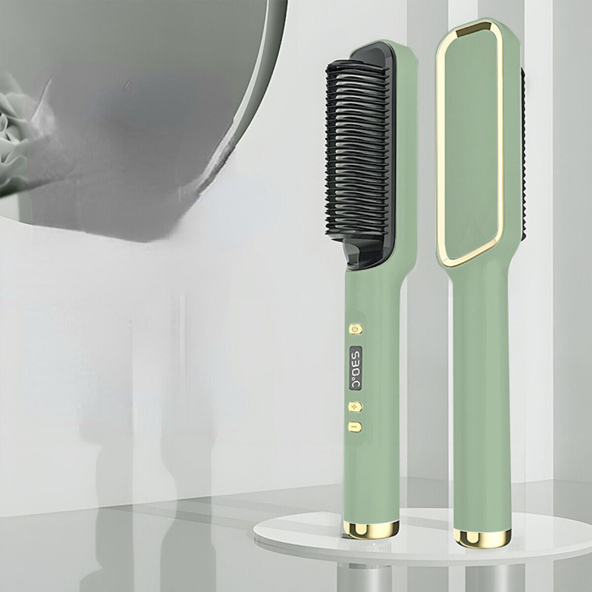 2In1 Hair Straightener Ceramic LCD Curler Salon Fast Hair Comb Style Temperature