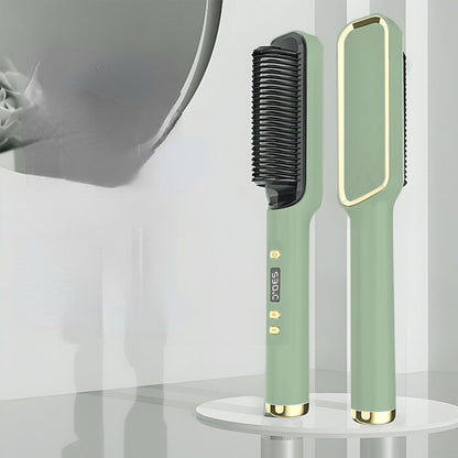 2In1 Hair Straightener Ceramic LCD Curler Salon Fast Hair Comb Style Temperature
