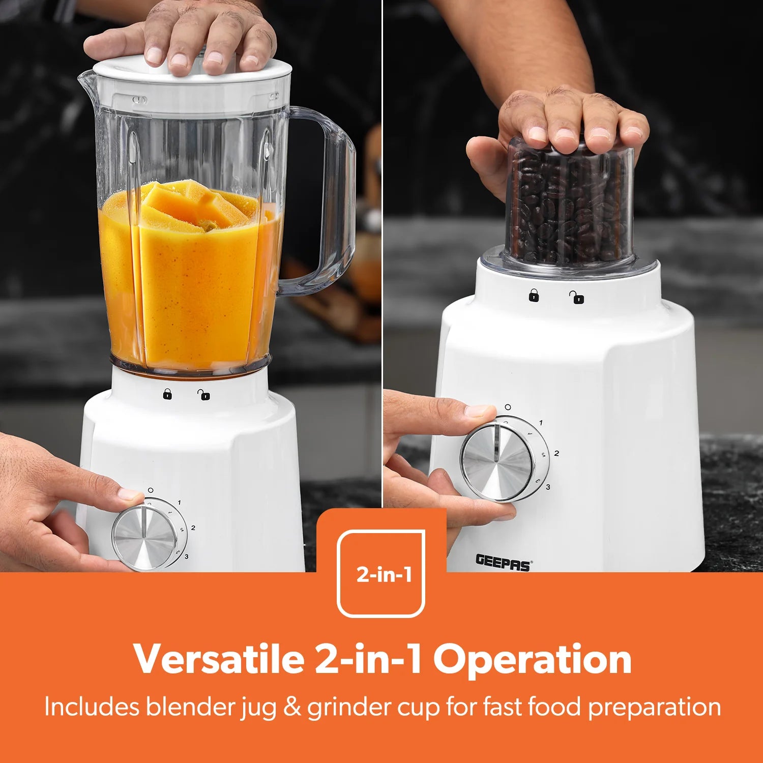 2-In-1 Ice Crushing Stand Blender and Smoothie Maker White