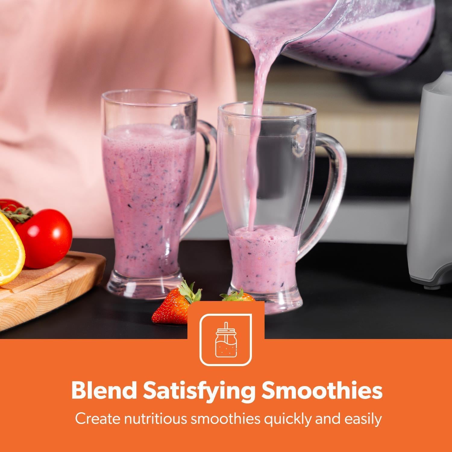 GEEPAS Blender Smoothie Maker Ice Crusher Mixer Blenders Juicer Vegetables White