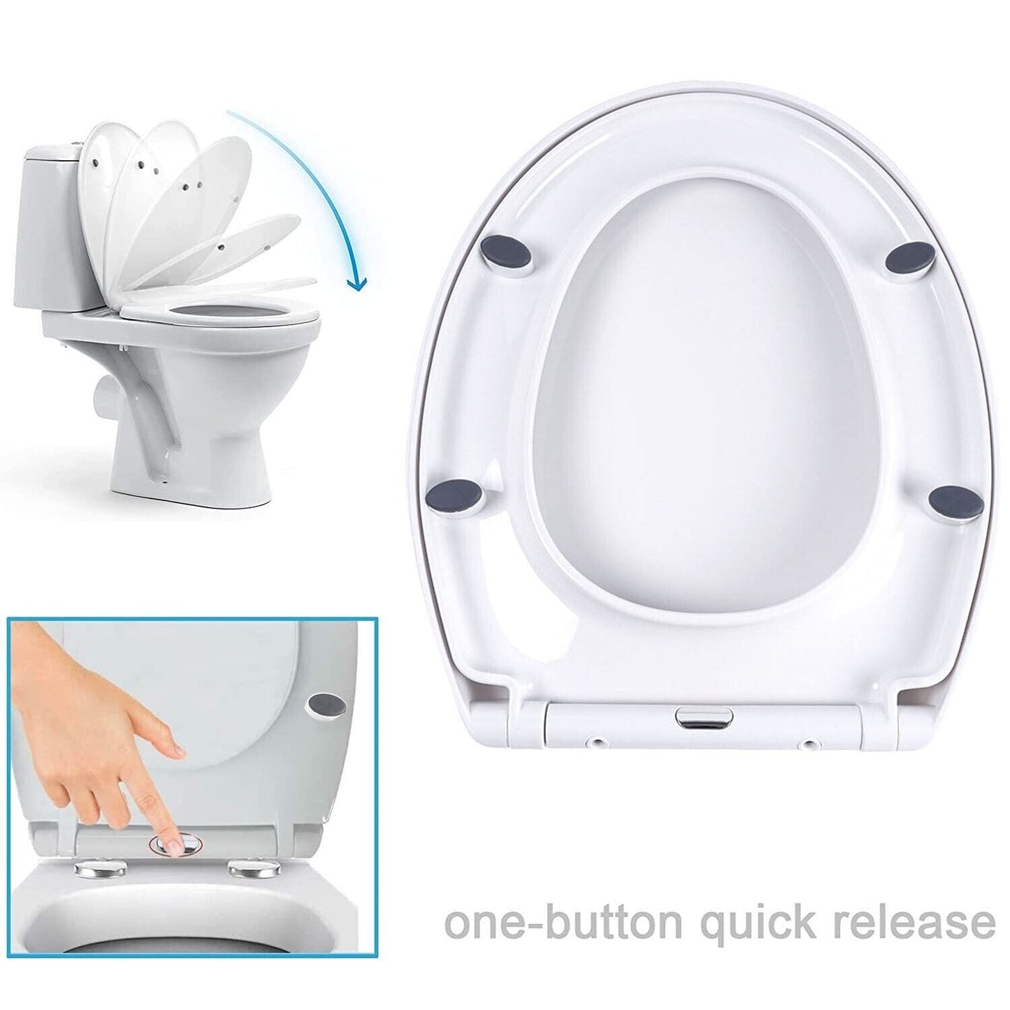 NEW LUXURY BATHROOM SLOW SOFT CLOSE WHITE TOILET SEAT SEATS WC HEAVY DUTY