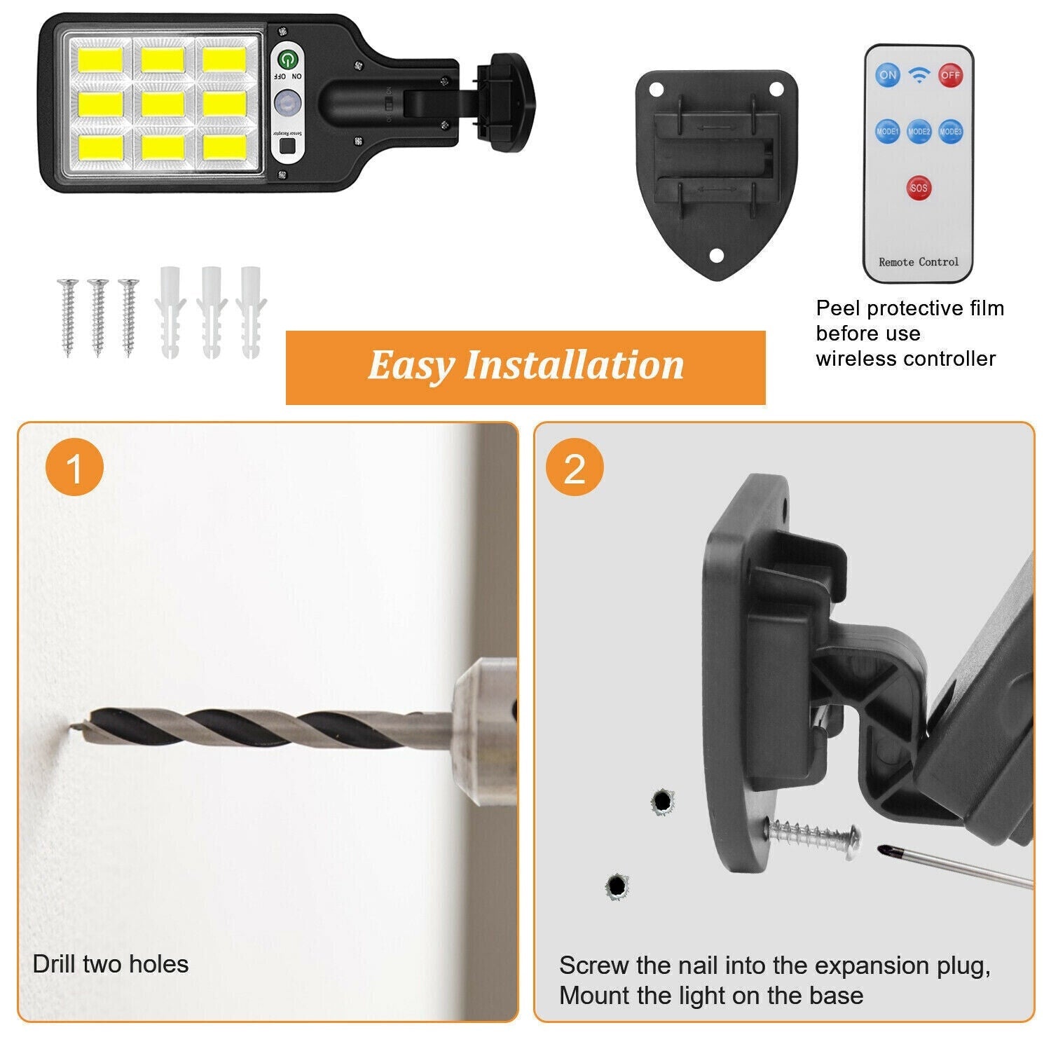 6000W LED Solar Street Wall Light PIR Motion Sensor Security Outdoor Garden Lamp