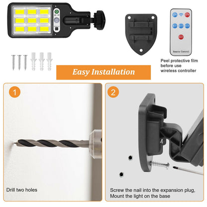 6000W LED Solar Street Wall Light PIR Motion Sensor Security Outdoor Garden Lamp