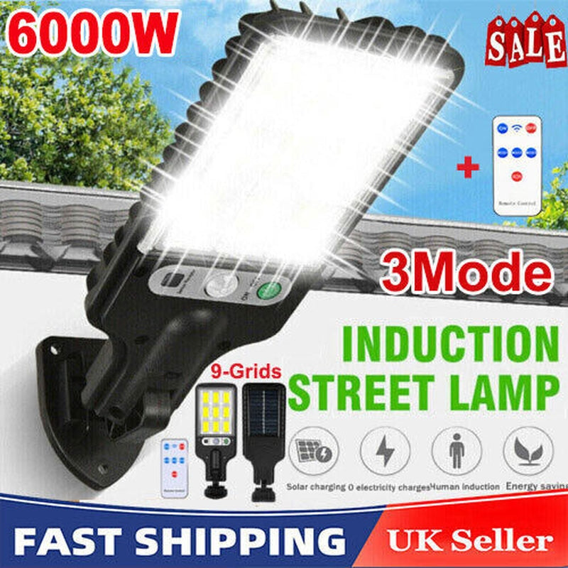 6000W LED Solar Street Wall Light PIR Motion Sensor Security Outdoor Garden Lamp