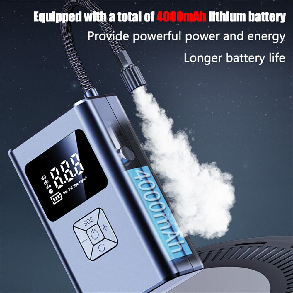 UK Car Tyre Inflator Cordless Digital Tire Air Compressor Pump USB Rechargeable