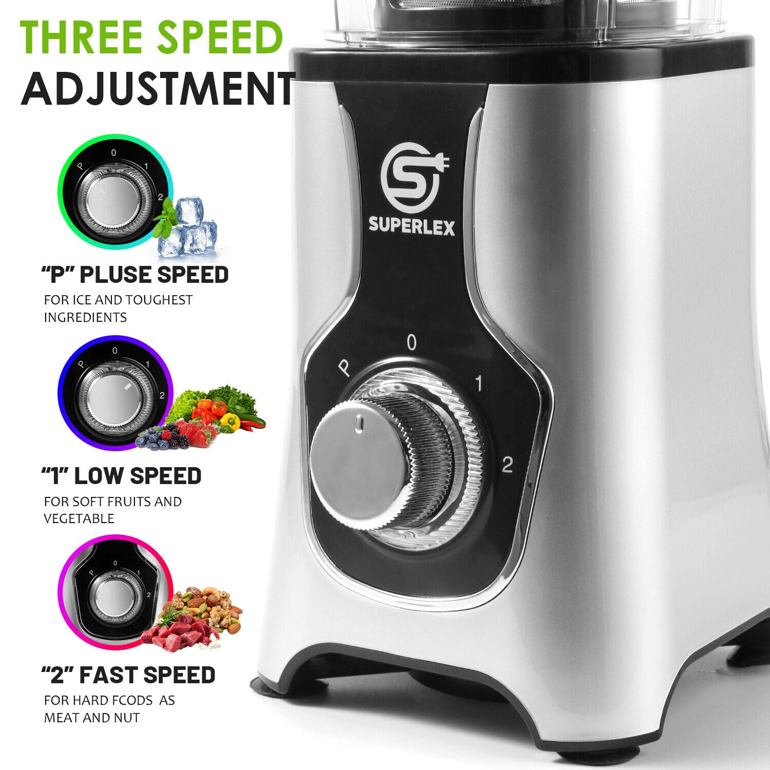 SUPERLEX 6-IN-1 Jug Blender Milkshake, Ice Crusher, Smoothies Maker, Fruit Juice
