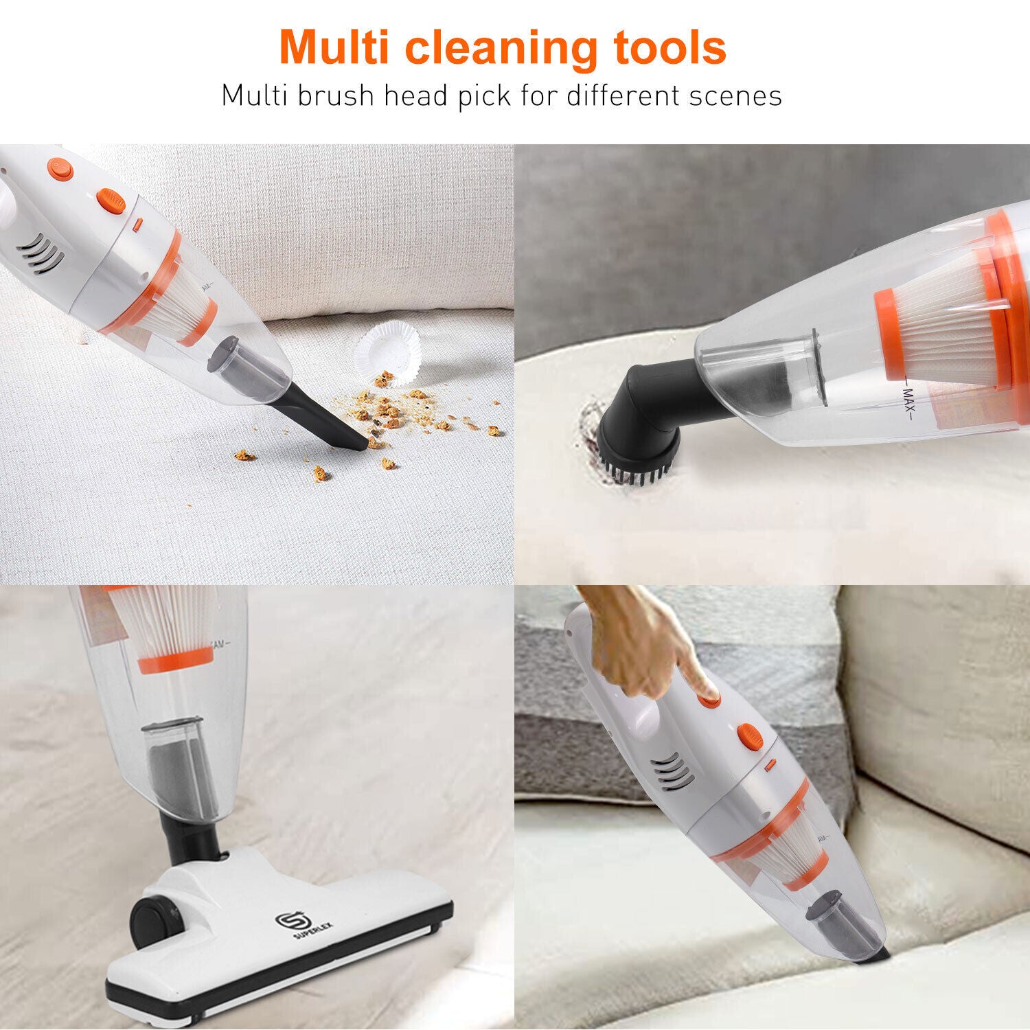 SUPERLEX Stick Vacuum Cleaner Bagless 3 in 1 Upright Handheld Lightweight Hoover