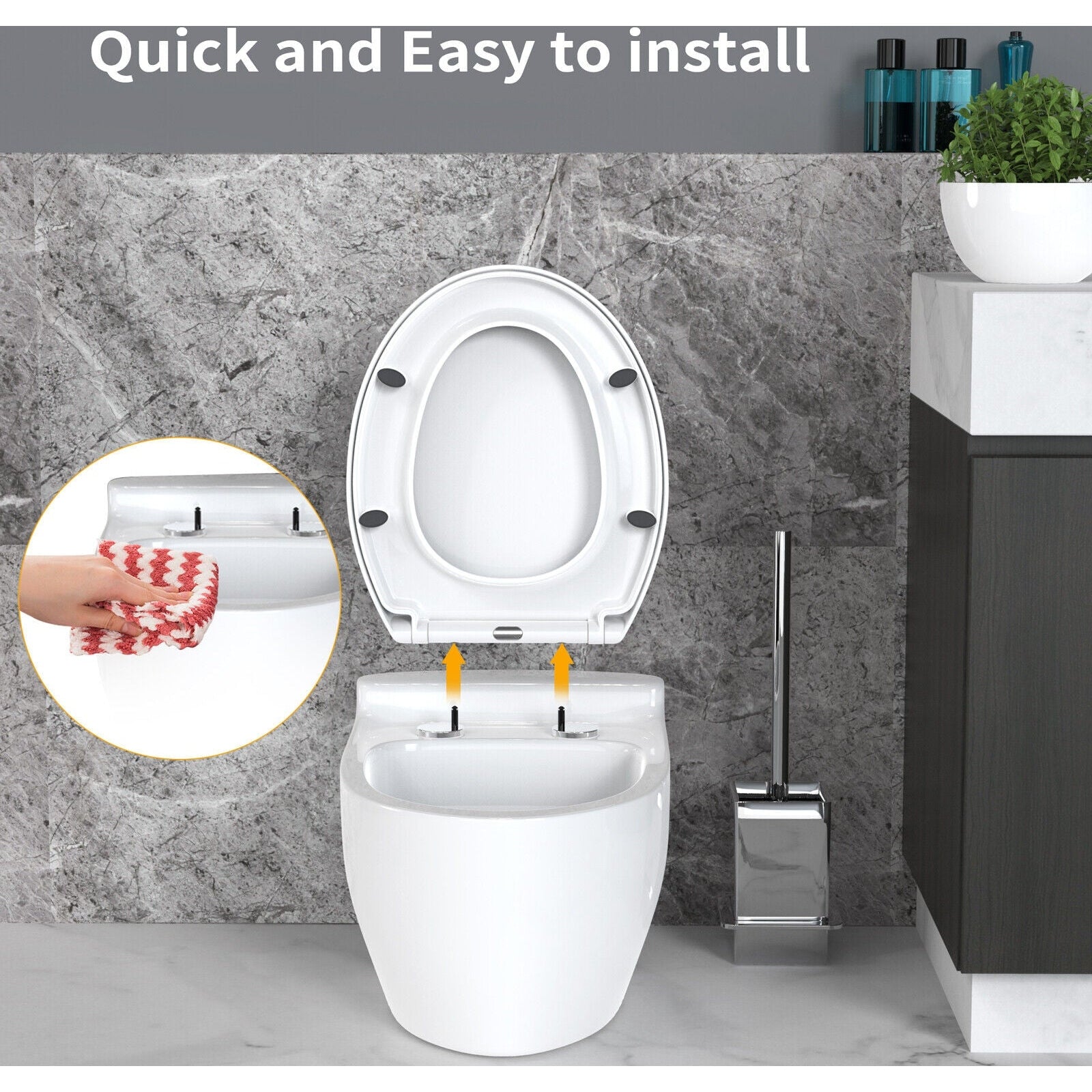 NEW LUXURY BATHROOM SLOW SOFT CLOSE WHITE TOILET SEAT SEATS WC HEAVY DUTY
