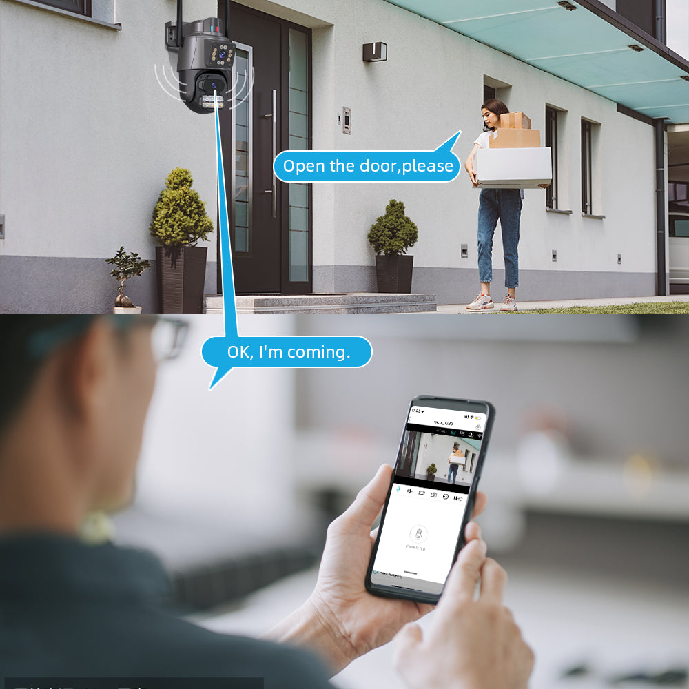 8MP Dual Len Wireless IP Camera WIFI Outdoor CCTV PTZ Smart Home Security IR Cam
