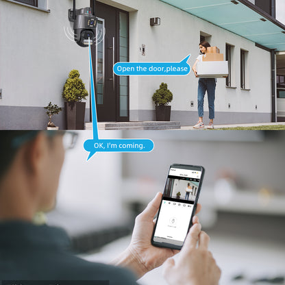 8MP Dual Len Wireless IP Camera WIFI Outdoor CCTV PTZ Smart Home Security IR Cam