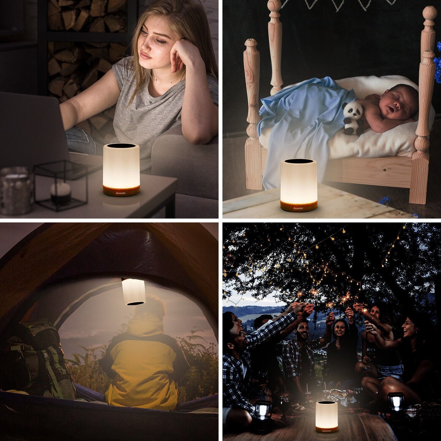 Night Light LED Touch Bedside Table Lamp Multi-Color Dimmable Chargeable