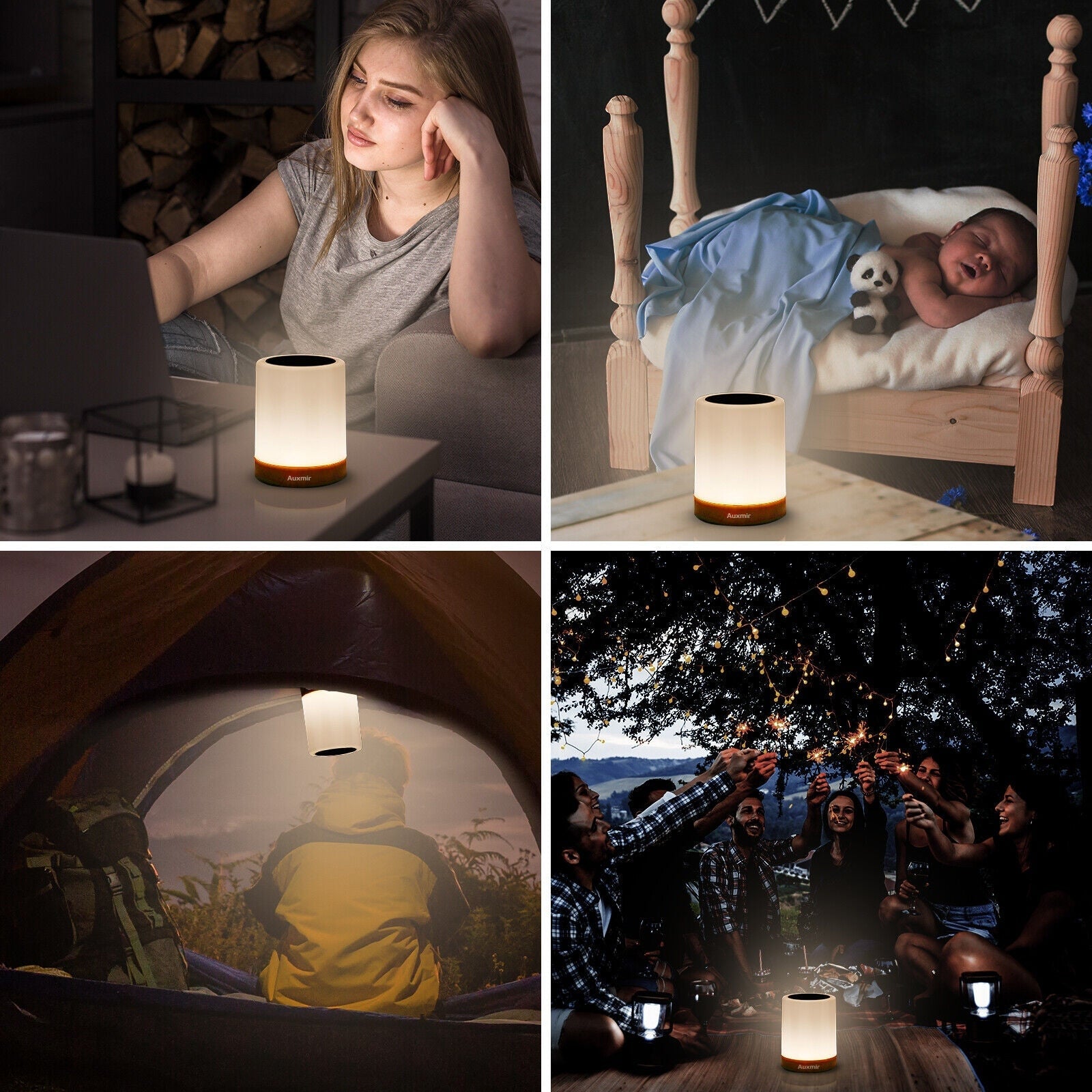 Night Light LED Touch Bedside Table Lamp Multi-Color Dimmable Chargeable