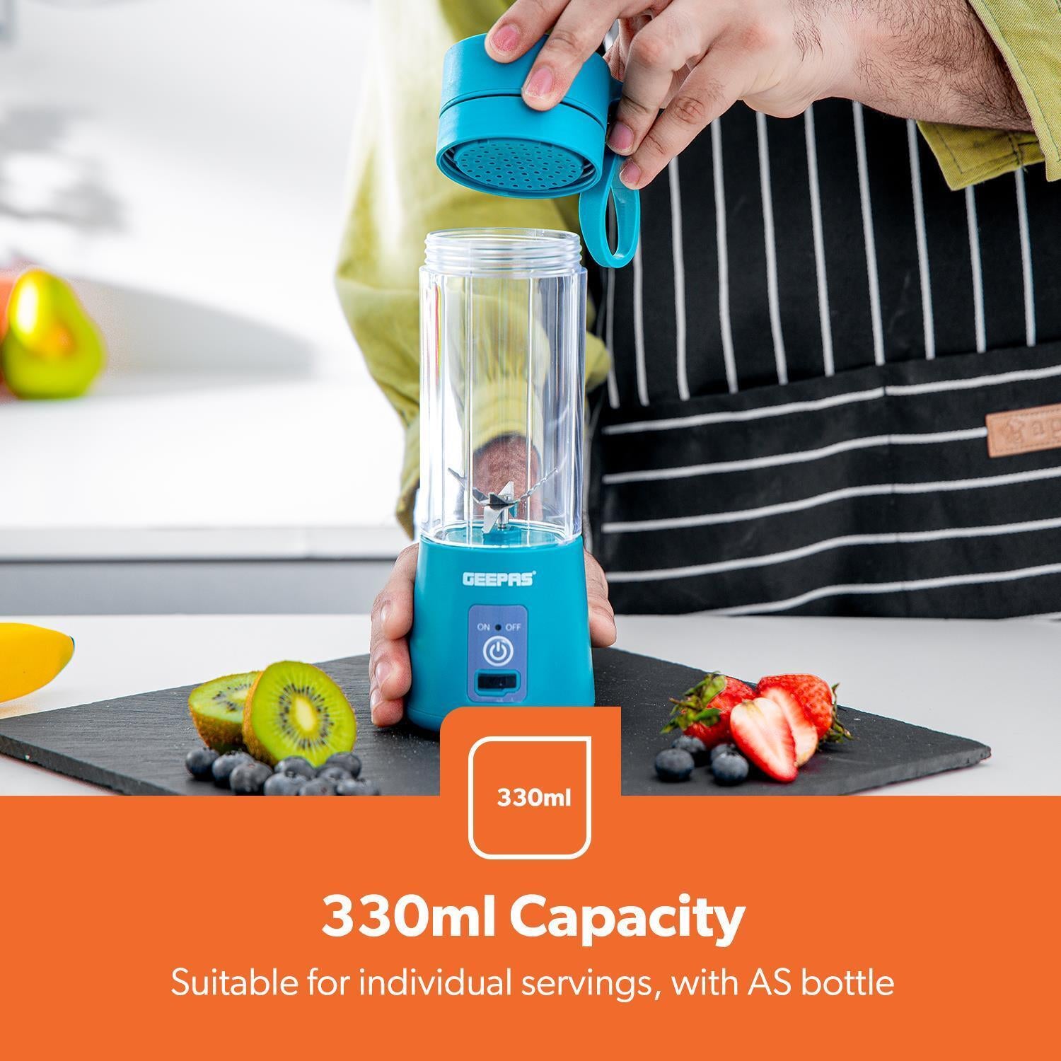 Portable Blender Smoothie Maker 330ML Rechargeable Fruit Mixer Mini Juicer Green