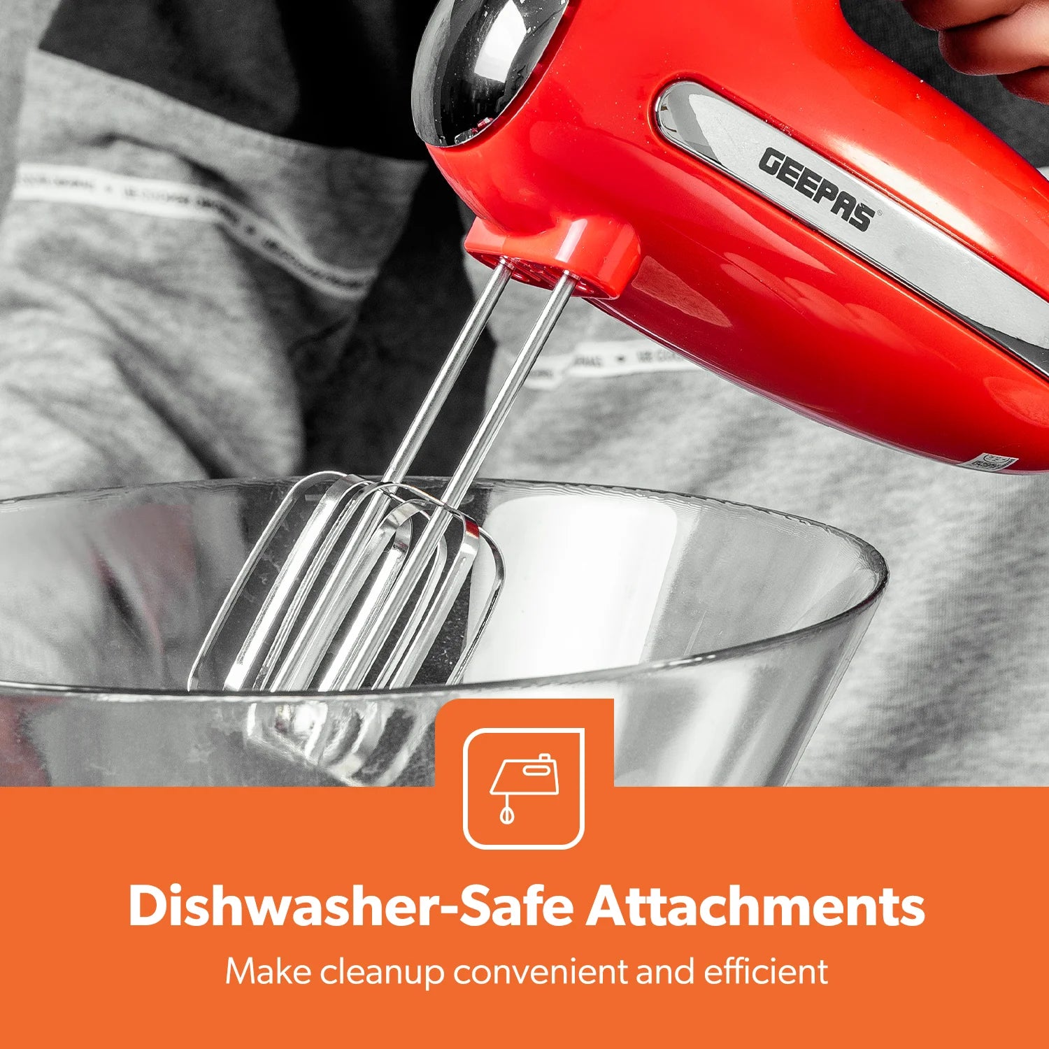 5-Speed Red and Chrome Retro Hand Mixer and Whisk