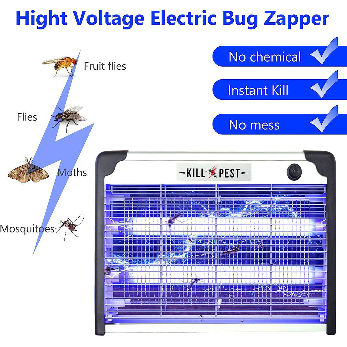 UK Electric Insect Killer Mosquito Fly Bug Zapper Pest Trap LED UV Indoor Lamp