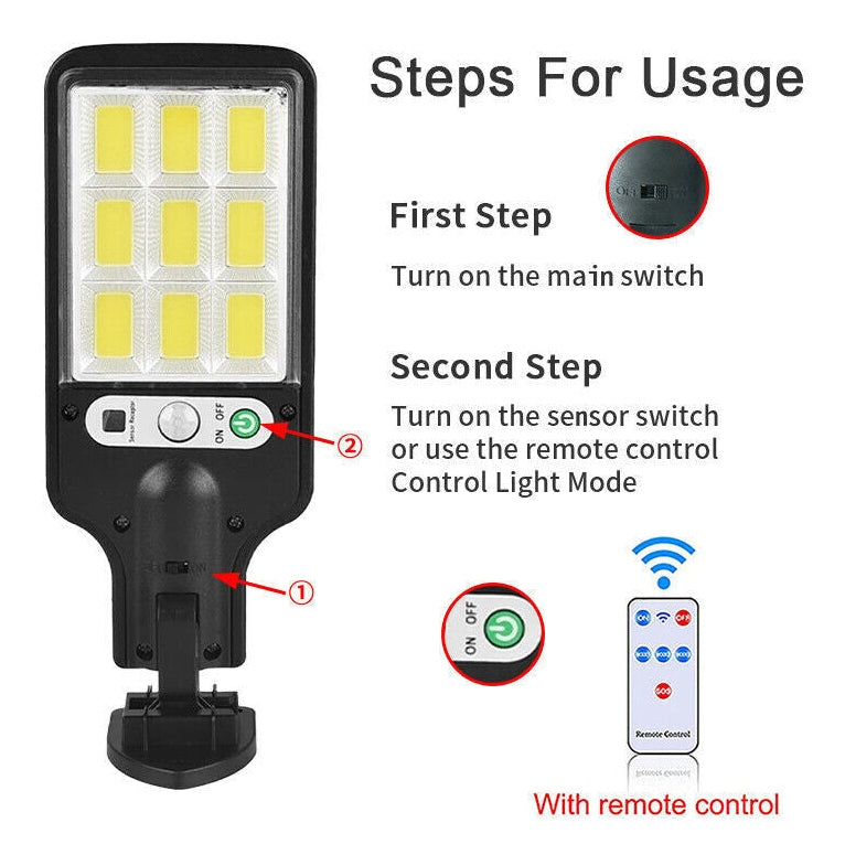 6000W LED Solar Street Wall Light PIR Motion Sensor Security Outdoor Garden Lamp