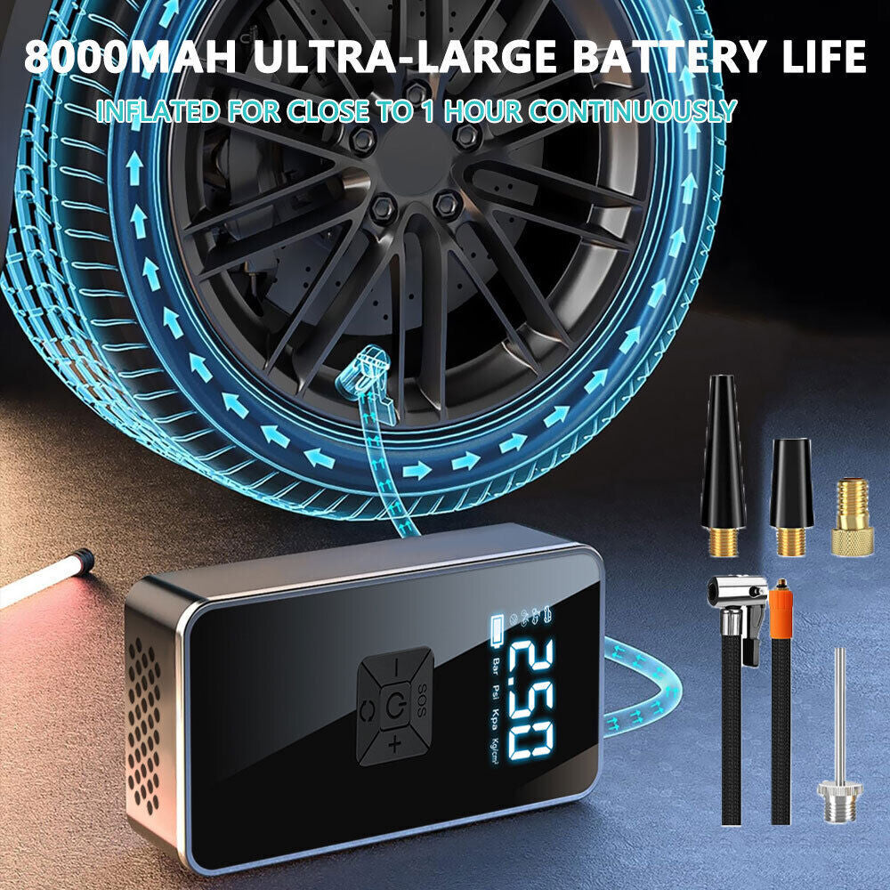 UK Car Tyre Inflator Cordless Digital USB Rechargeable Tire Air Compressor Pump