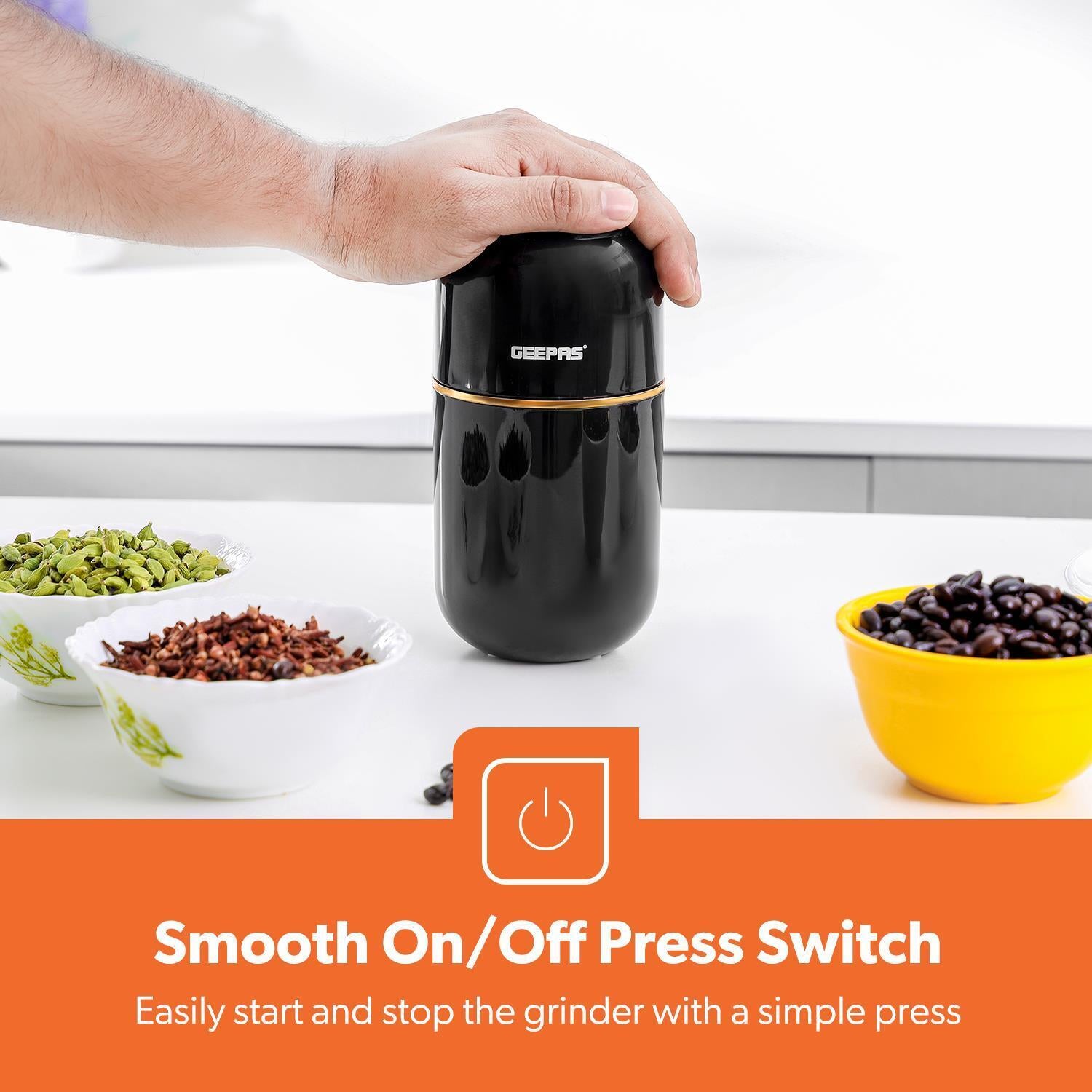 80G Coffee Grinder Stainless Steel Blades Dried Spice Nuts Herbs Mill 200W Black