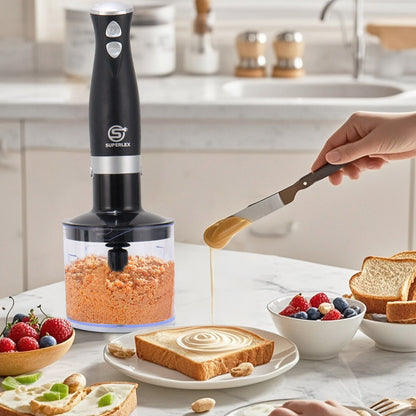 Handheld Blender Stick Food Processor Mixer Whisk & Chopper& Cup Stainless Steel