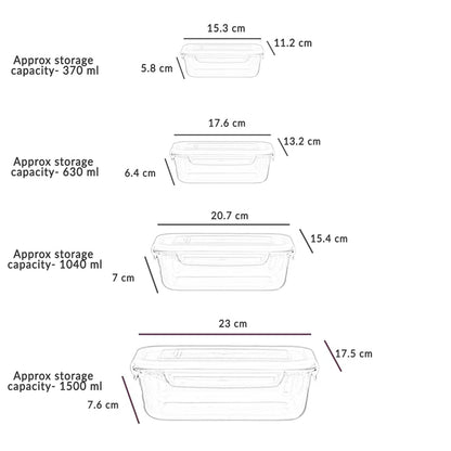 Essentials 4Pc BPA Free 4 Container Food Storage Set