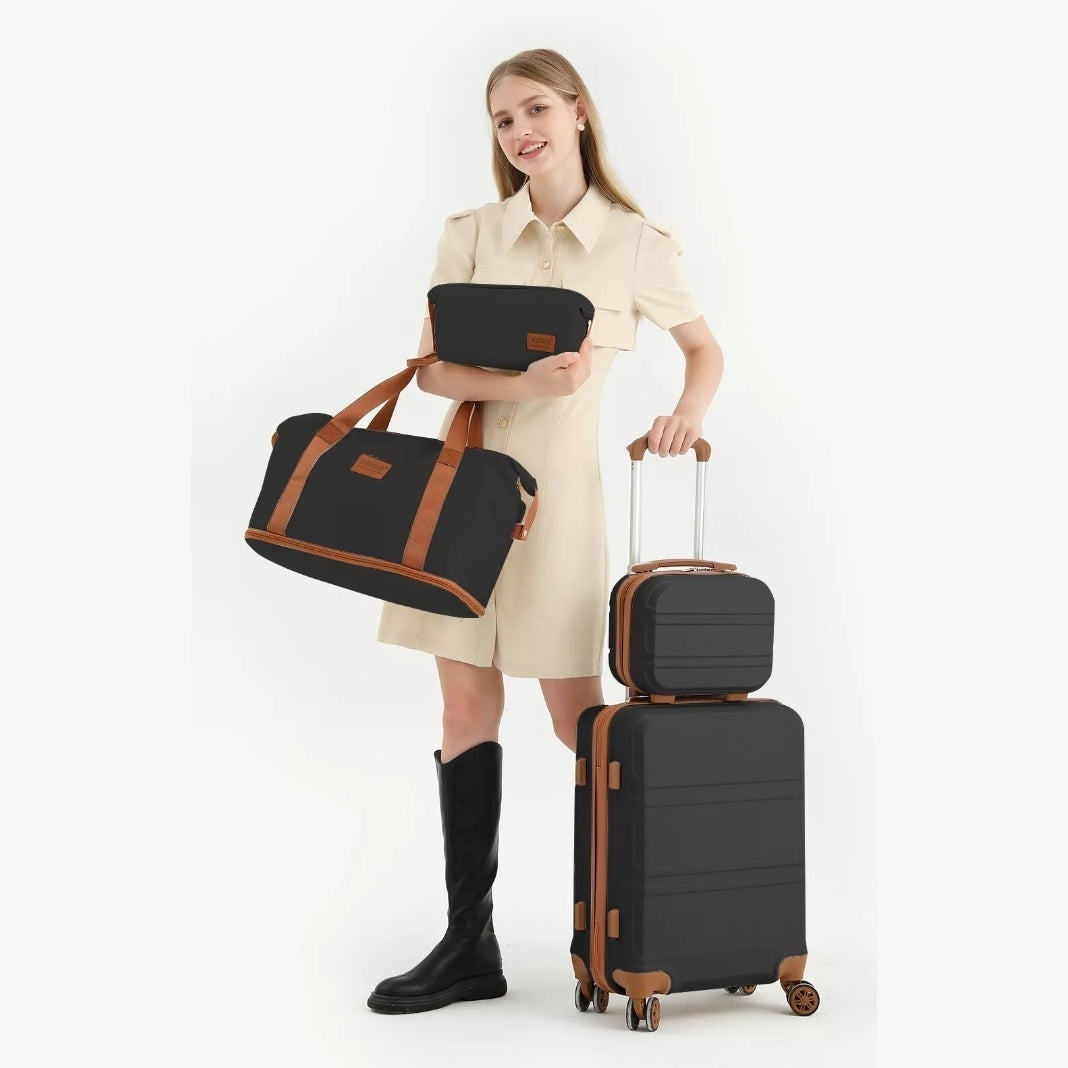 4PCS Travel Set Carry-On Hand Cabin Luggage ABS Hard Shell Suitcase & Duffle Bag