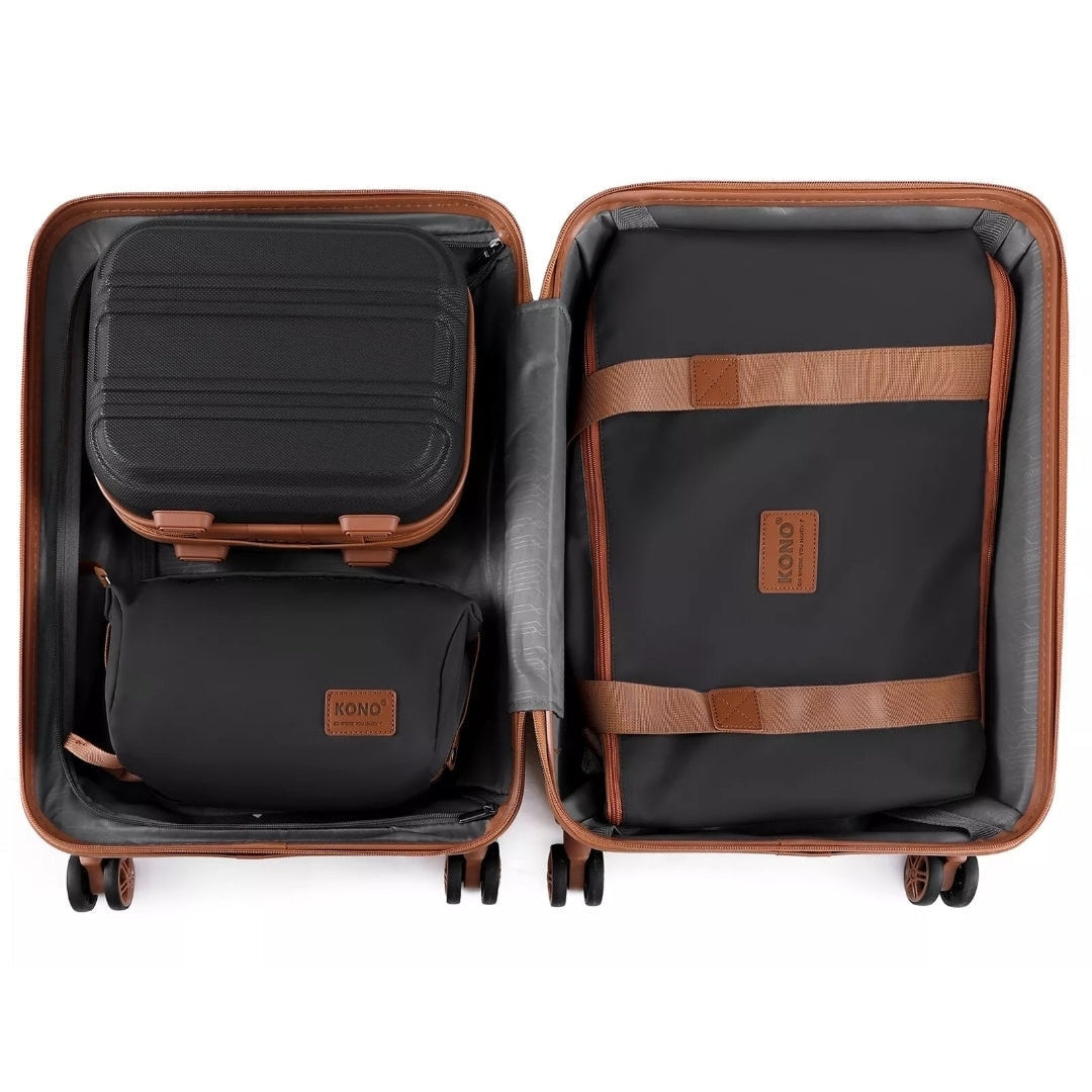 4PCS Travel Set Carry-On Hand Cabin Luggage ABS Hard Shell Suitcase & Duffle Bag
