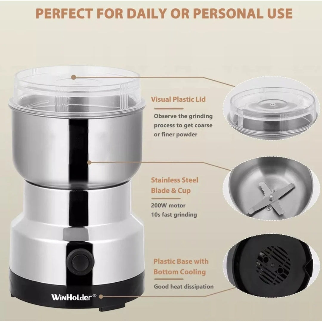 New Stainless Steel Electric Coffee Bean Grinder Nut Seed Herb Grind Spice Crusher Mill Blender With 4 Blades