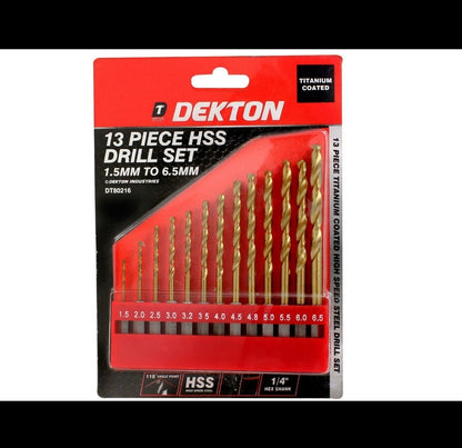 13 Pc HSS Drill Metal Bits Set Titanium Coated 1/4" Hex Fits Impact Driver