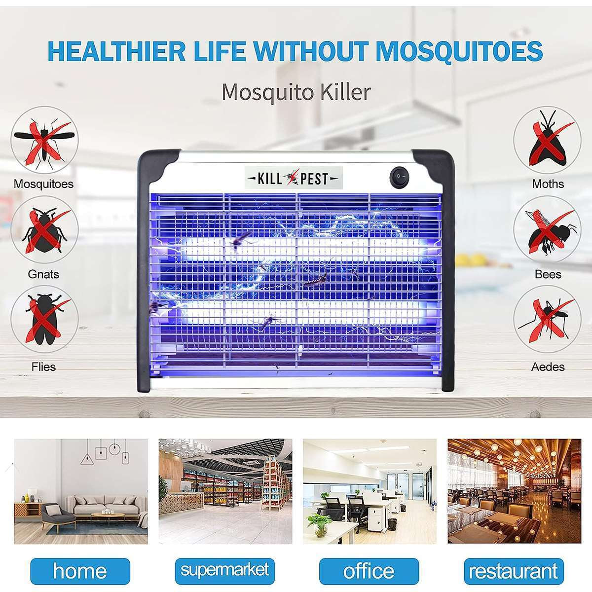 UK Electric Insect Killer Mosquito Fly Bug Zapper Pest Trap LED UV Indoor Lamp