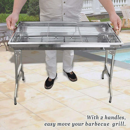 FOLDING BBQ CHARCOAL GRILL BARBECUE STOVE STAINLESS STEEL OUTDOOR CAMPING PICNIC