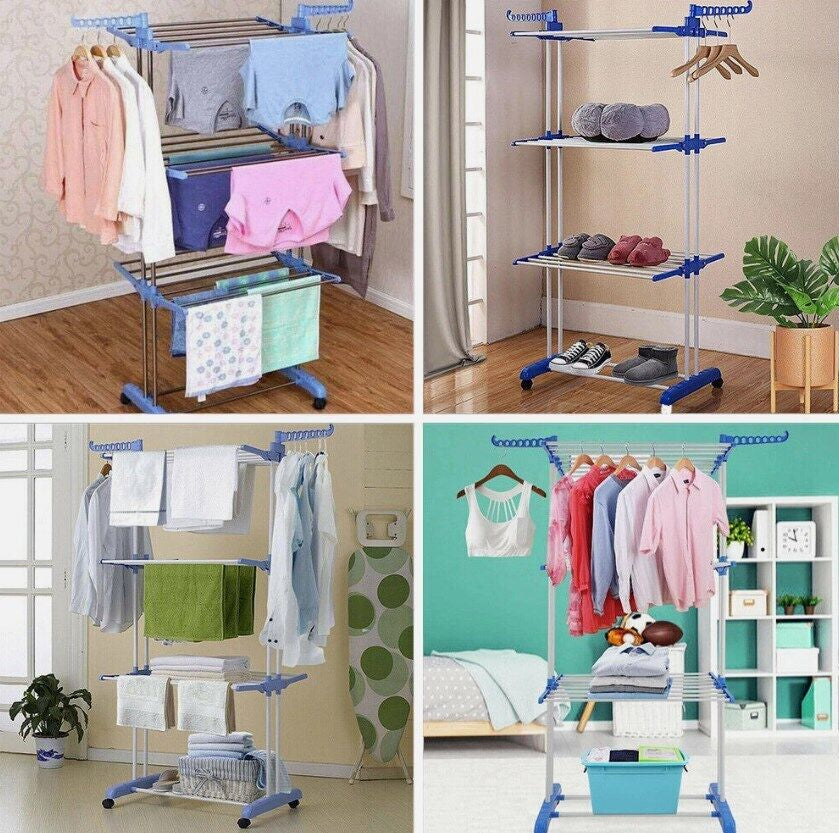 Extra Foldable Large Clothes Airer 4 Tier Indoor Outdoor Laundry Dryer Rack Line