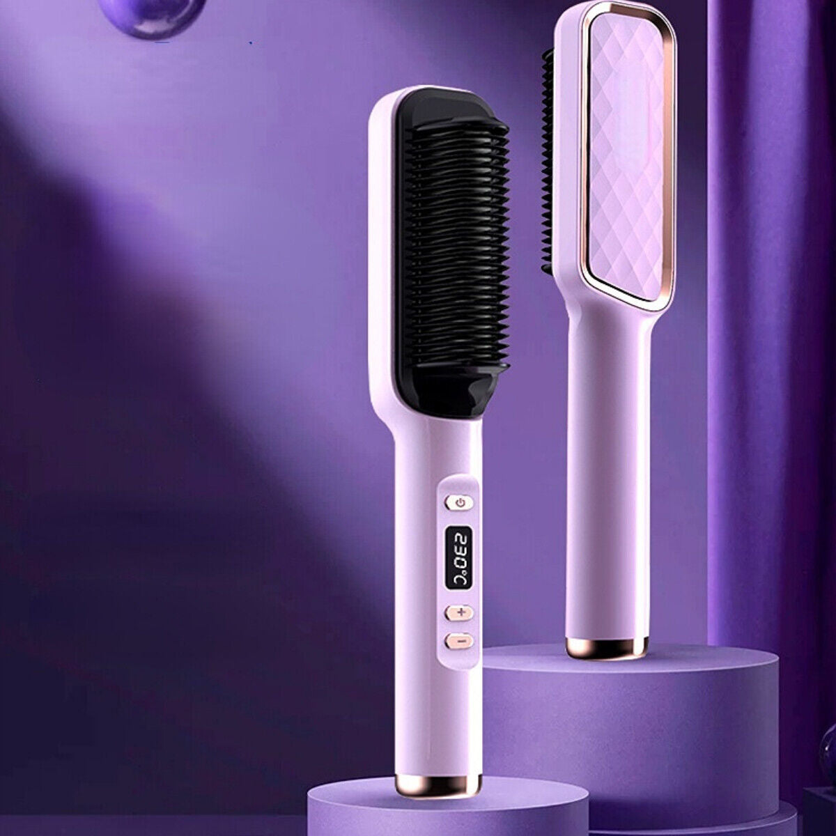 2In1 Hair Straightener Ceramic LCD Curler Salon Fast Hair Comb Style Temperature