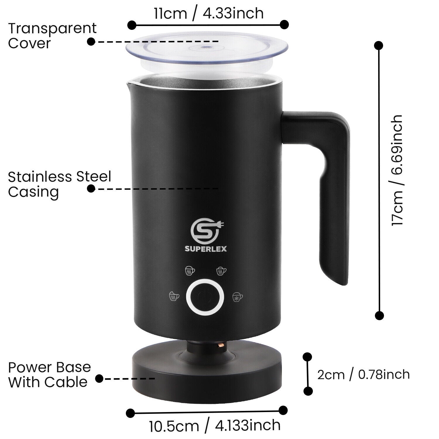 SUPERLEX Electric Milk Steamer Foaming & Coffee, Latte, Cappuccino,Hot Chocolate