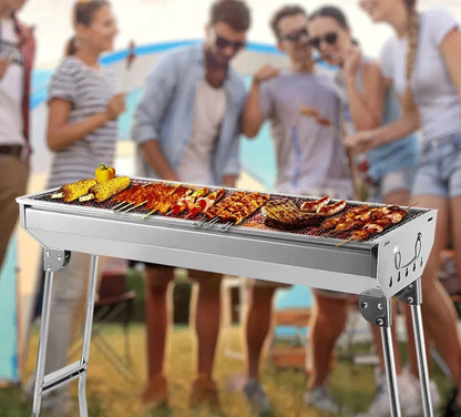FOLDING BBQ CHARCOAL GRILL BARBECUE STOVE STAINLESS STEEL OUTDOOR CAMPING PICNIC