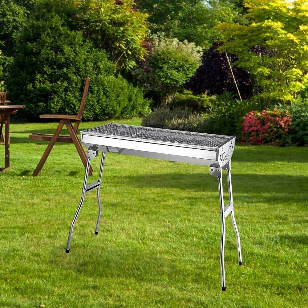 FOLDING BBQ CHARCOAL GRILL BARBECUE STOVE STAINLESS STEEL OUTDOOR CAMPING PICNIC