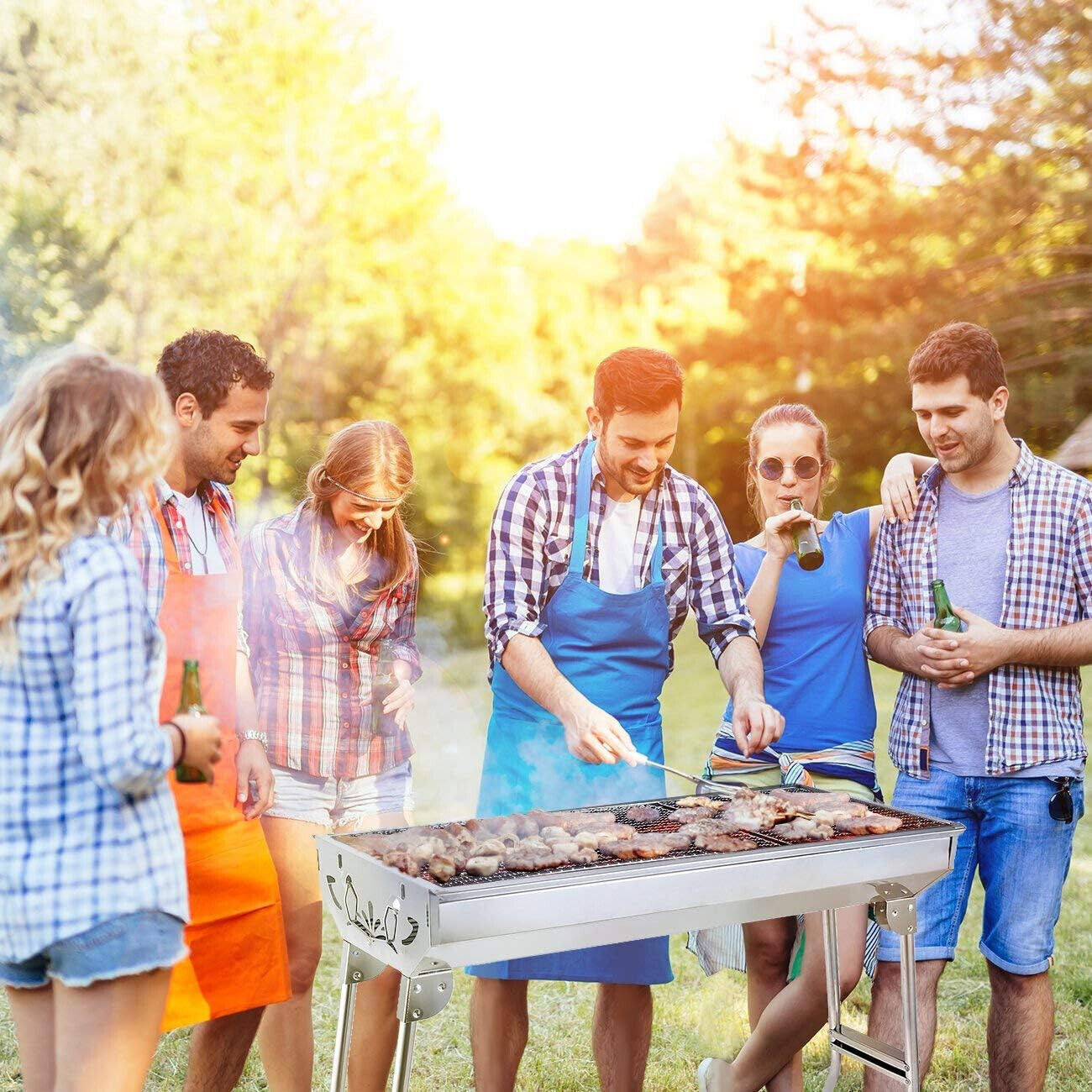 Folding BBQ Charcoal Barbecue Grill Steel Stainless Garden Picnic Camping Stove
