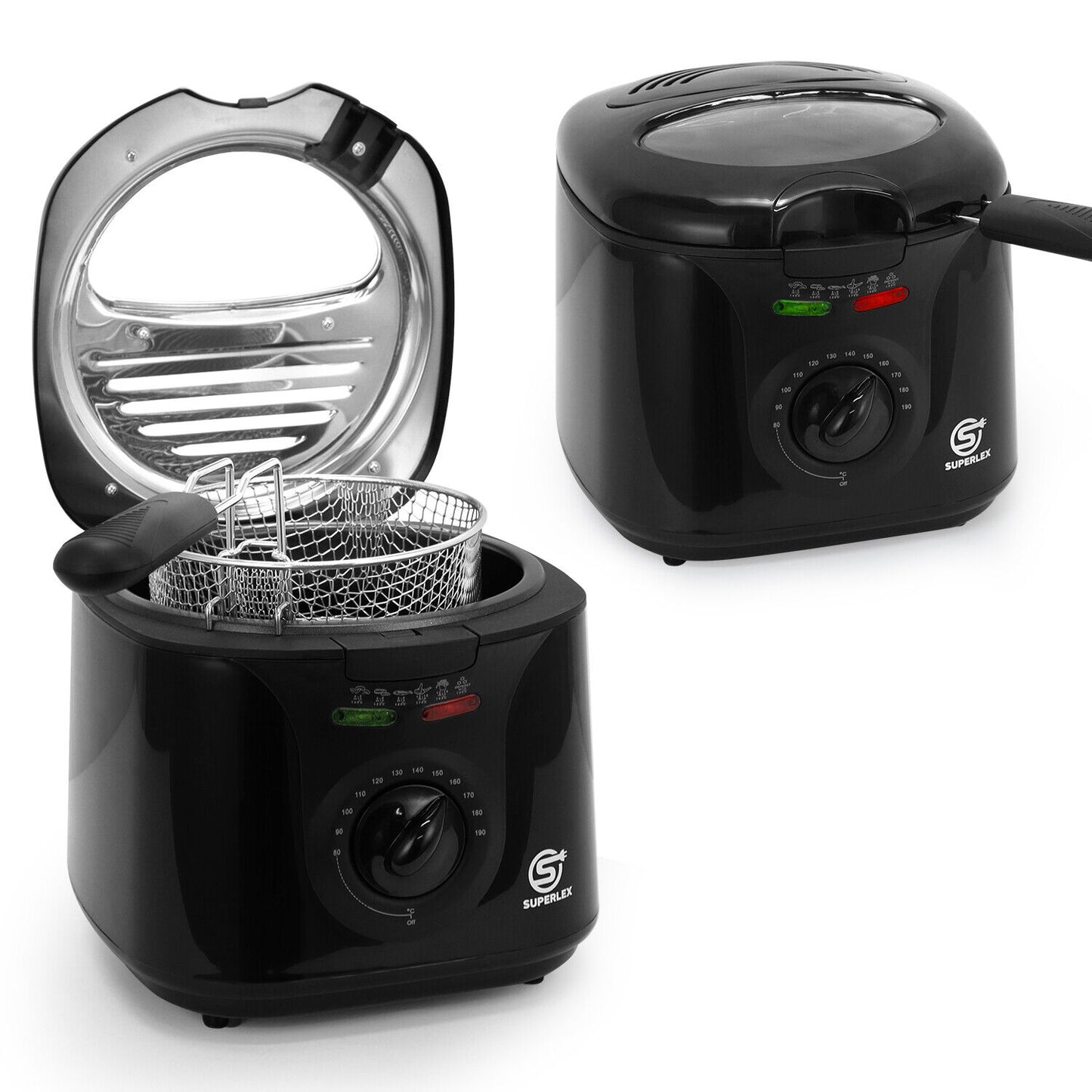 SUPERLEX 2L Deep Fat Fryer Electric Non-Stick Chip Pan & Basket Oil Fry 1300W
