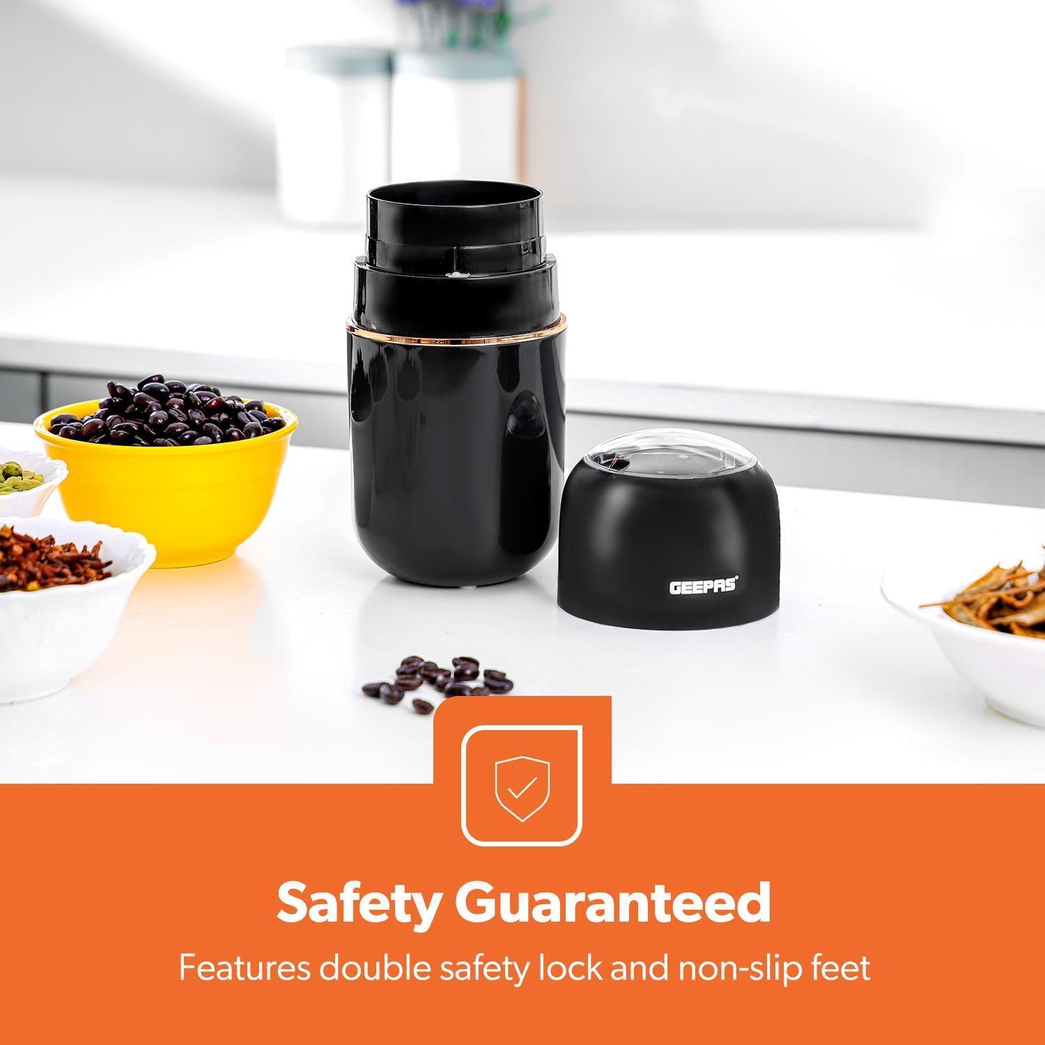 80G Coffee Grinder Stainless Steel Blades Dried Spice Nuts Herbs Mill 200W Black